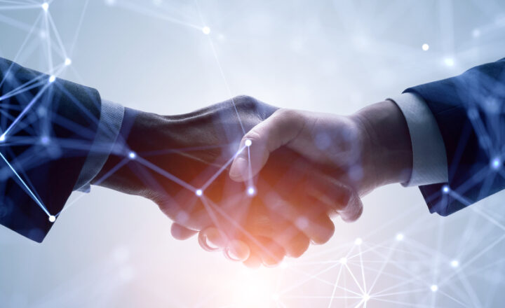 Business network concept. Customer support. Shaking hands.